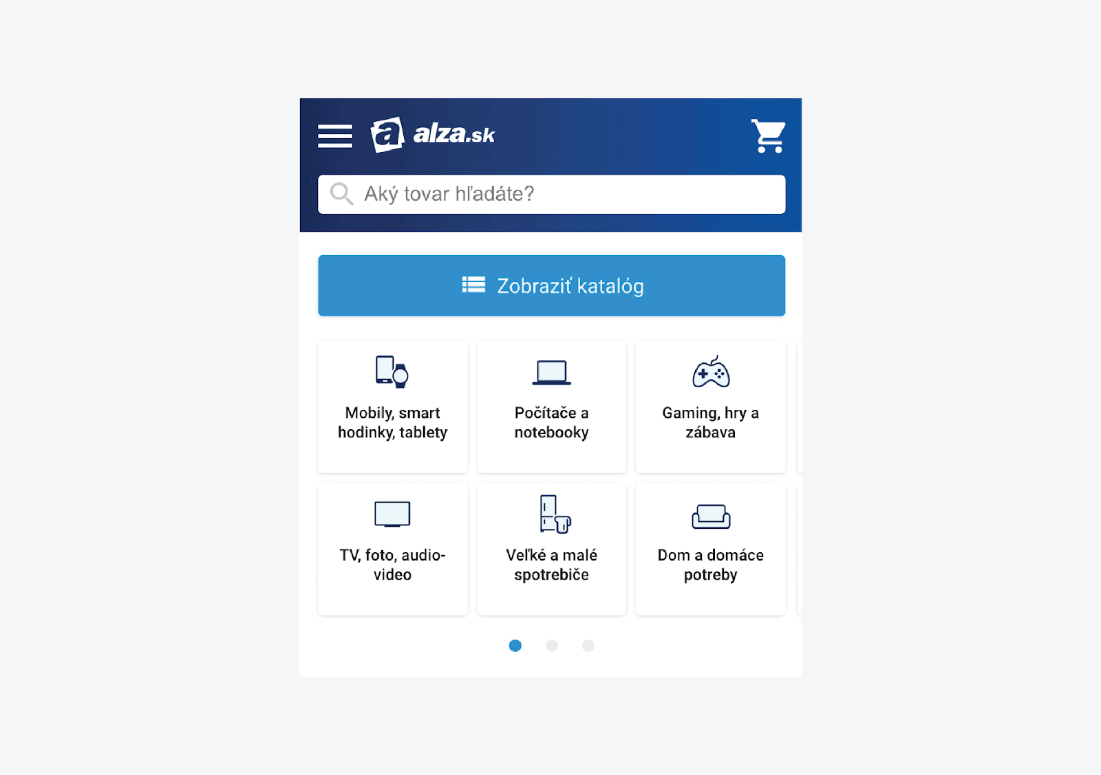 Alza mobile menu search navigation