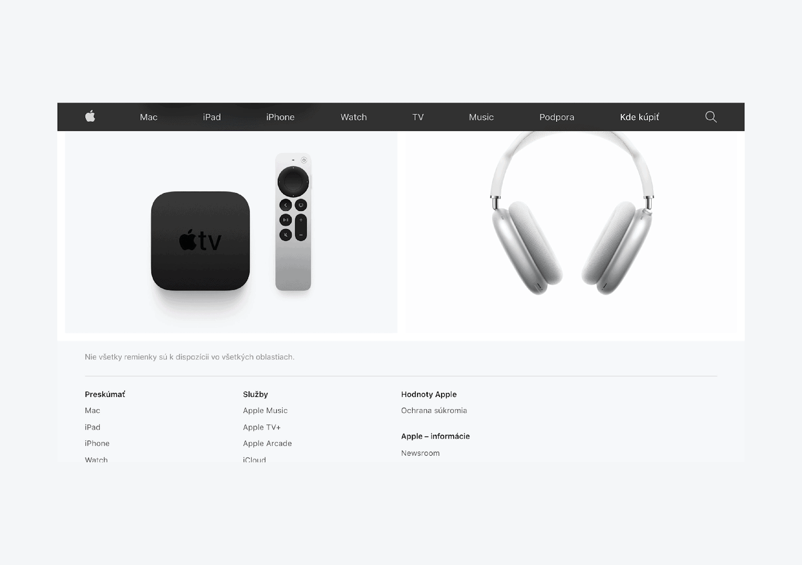 Sticky header on Apple website