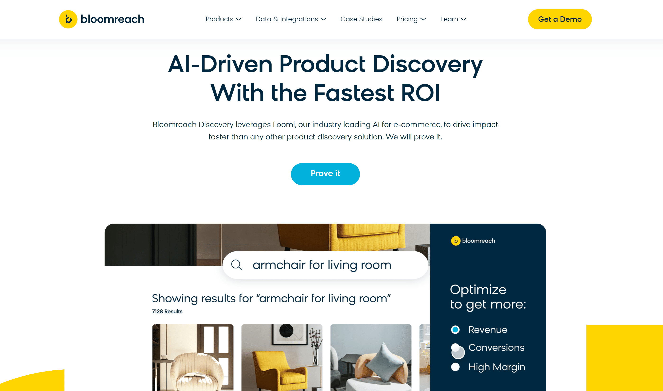 a picture showing the Bloomreach website for product discovery features