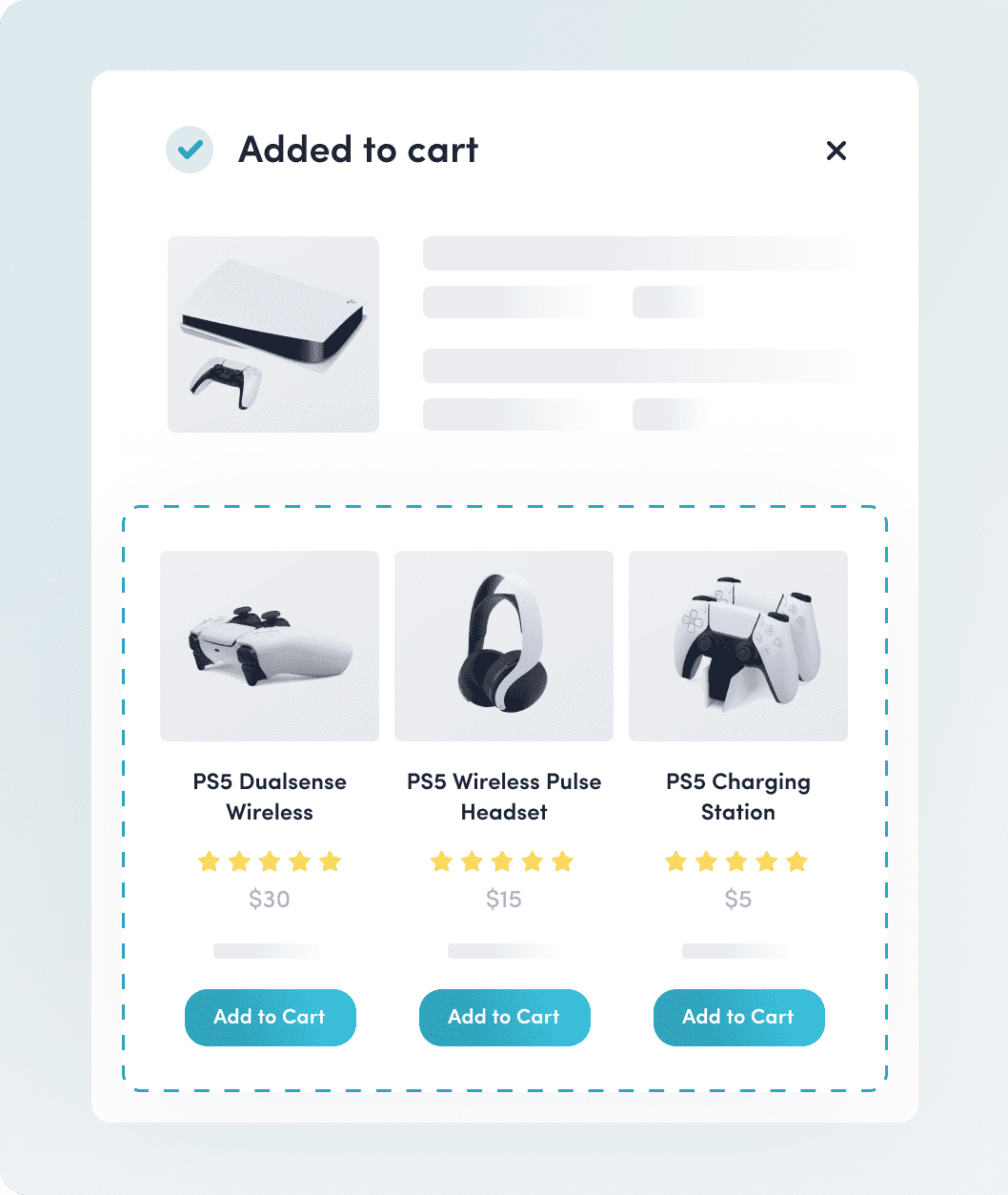 Recommender popup after adding item to cart