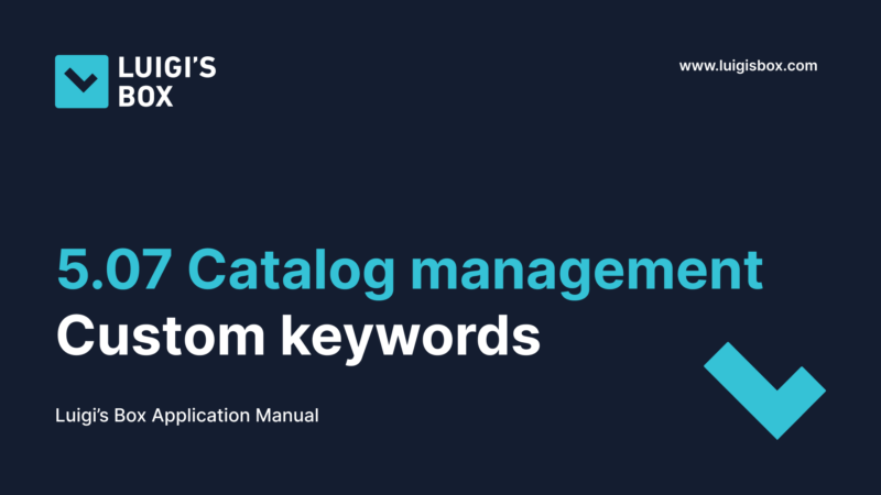 5.07 Catalog management – Custom keywords